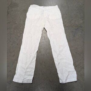 Pure Lino White Linen Pants, Size Large